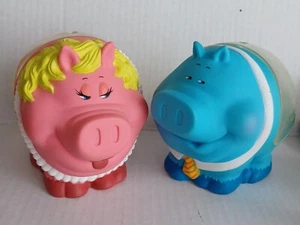 1991 Chauvinist Pigs Game Replacement Parts Pink & Blue Pig Chip Banks - Picture 1 of 3
