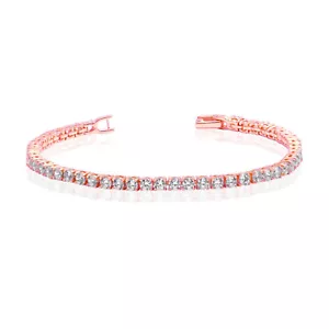 14K Rose-Gold Plated Demi-Fine Cubic Zirconia Classic Tennis Bracelet for Women - Picture 1 of 3