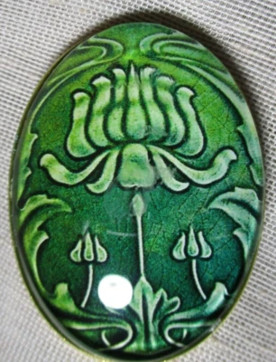 NUEVO XL CRISTAL CÚPULA PIC BOTÓN ART DECO - PLANTA INUSUAL EN VERDE 1-1/2 PULG Foto 1 de 2