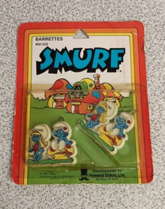 Vintage 1982 Peyo Smurf Hair Barrettes Brand Ponytail Holders New Sealed Vintage - Picture 1 of 5