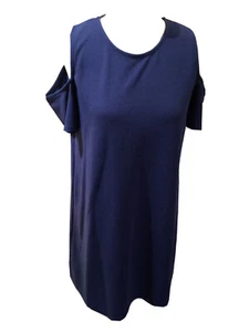  QUIZ Cold Shoulder Blue  Dress U.K. 14 Added Stretch T 6377 - Picture 1 of 5