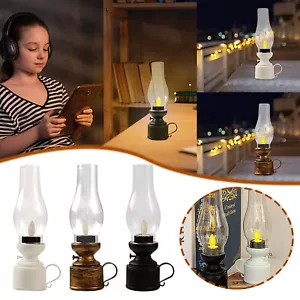 Vintage Flameless Table Lamp Kerosene Lamp Shape Bedside Table Lamp Rechargeable - Picture 1 of 25