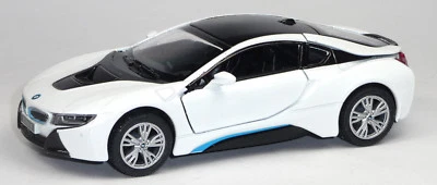 BMW i8 Plug-In-Hybrid 1:36 edles weiß Modellauto von Kinsmart (Neuware)