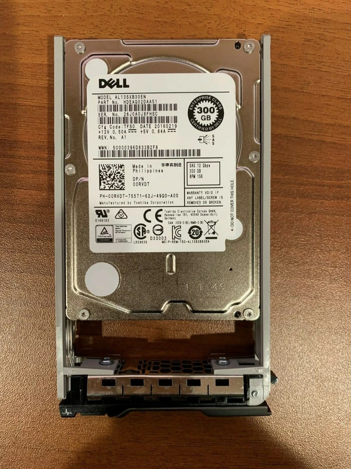 0RVDT AL13SXB30EN DELL 300GB 15K 12G SFF 2.5'' SAS HDD HARD DRIVE 00RVDT - Image 1 of 1
