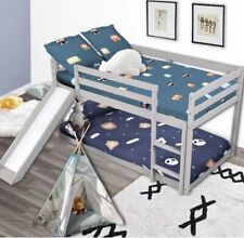 Twin Over Twin Bunk Bed WITH Slide & Ladder. Solid Wood. Boys Or Girls