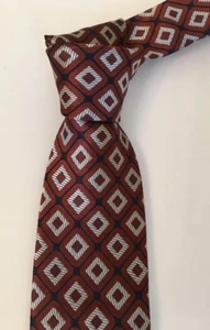 Canali Navy Brown Diamond Neck Tie Silk Brand New NWT Made In Italy - Picture 1 of 4