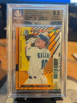 2021 Bowman Chrome Ascensions Orange Refractor Jarred Kelenic 25/25 RC Mariners - Image 1 of 2