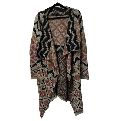 Cárdigan Suéter Elan Bolsillos Tribales Azteca Mezcla de Lana Tejido Lagenlook Talla M Foto 1 de 4