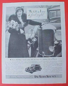 HTF Vintage 1927 De Soto Six Car Neysa McMein Artist Ephemera BW Print Ad - Picture 1 of 10
