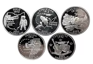 2002 S 5 Coin Year Set 50 States US Quarter 25c Gem Deep Cameo Proof 90% Silver - Picture 1 of 5