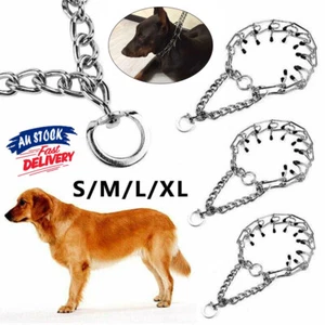 Dog Choke Collar Training S/M/L/XL Metal Steel Prong-Pinch Adjustable Chain - Picture 1 of 12