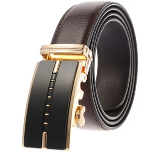 Fashion Men's Cowhide Leather Belt Automatic Buckle Belt Design Ratchet Strap - Bild 1 von 6