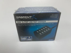 Sabrent 60W 10-Port Desktop USB Rapid Charger - Black - Picture 1 of 3
