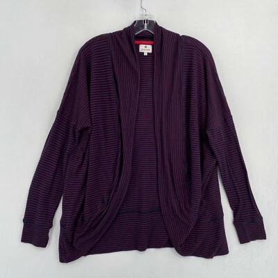 Cárdigan Abierto Sundry Talla 3/Grande Rayas Suéter Rojo Azul Manga Larga Pesado Foto 1 de 4