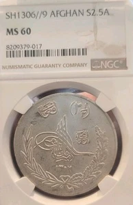 Afghanistan SH 1306/9 2 1/2 Afghani  Rare CHBU NGC 60+PQ Luster Sharp Detail  - Picture 1 of 8