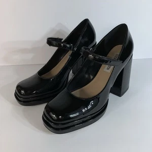 Steve Madden Oley Patent Glossy Black Mary Jane platform heels size 8M - Picture 1 of 20