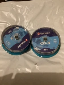 50 VERBATIM Music CD-R 40X Branded Logo 700MB Audio Disc 2x25pk Spindles (M3) - Picture 1 of 3