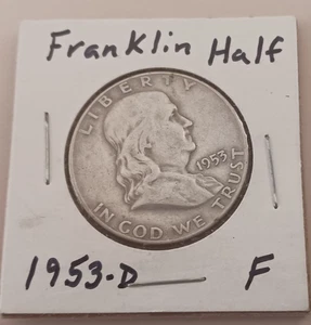 1953 D FRANKLIN Half Dollar 90% SILBER US Mint Münze - Bild 1 von 4