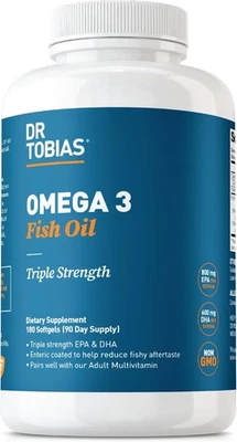 Aceite de pescado Dr. Tobias Omega 3, 2000 mg triple fuerza 180 unidades (paquete de 1)  Foto 1 de 4