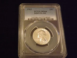 1963     25 C    Washington Quarter      DDO          PCGS  MS 64 - Picture 1 of 2