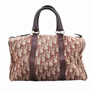 Christian Dior Trotter Mini Boston Bag Handbag Red Monogram Women's From Japan - Picture 1 of 12
