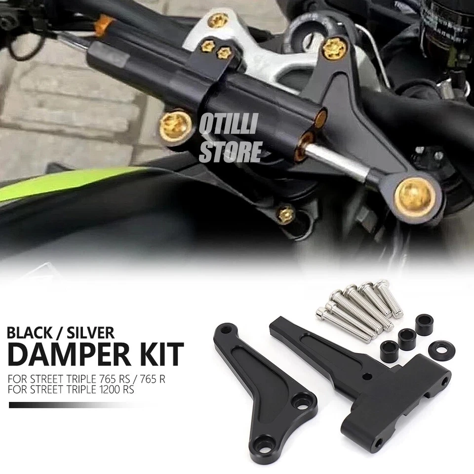 Kit de montaje de soporte amortiguador de dirección para moto Street Triple 765 RS 1200 RS Foto 1 de 4