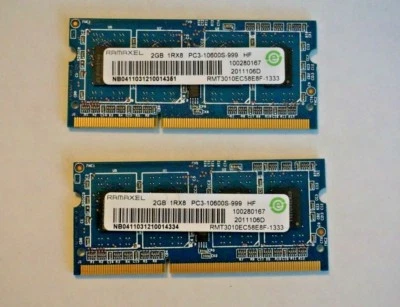 4GB (2x2GB) Memory 1RX8 PC3-10600S-999 Ramaxel Laptop Memory RAM - Image 1 of 4