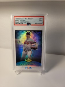 1999 Topps Finest Team BLUE REFRACTOR Greg Maddux  - PSA 9 - /150