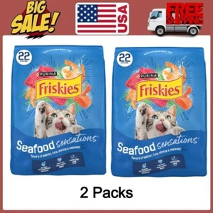 2 Packs 22lb Bag Purina Friskies Dry Cat Food Seafood Sensations - Picture 1 of 12