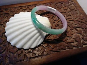 Myanmar green and lavender jade bangle dyed 58mm - Picture 1 of 4