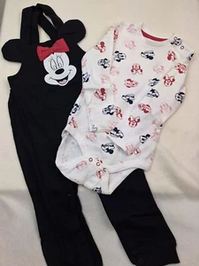 Disney Minnie Mouse Conjunto de peto y body Bebé Niña 18-24m Nuevo - Imagen 1 de 7