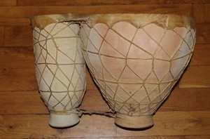 große nordafrikan. Ton-Doppeltrommel, dekorativ, selten - & klingt auch toll !!! - Bild 1 von 12