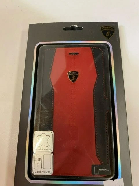 Custodia cellulare Lamborghini iPhone 6 Plus tipo libro rosso/nero phone cover - Immagine 1 di 1