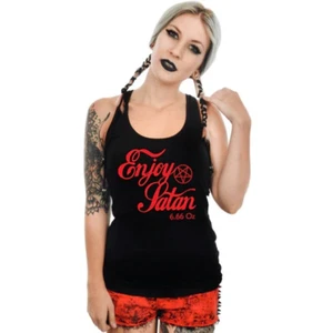 Too Fast Enjoy Satan Graphic Racerback Tank Womens Alternative Clothing - Picture 1 of 10