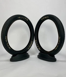 Vintage Orbit Bicycle Nylon Street Tires 16 X 1.75 Pit White Letter Old School - Picture 1 of 16