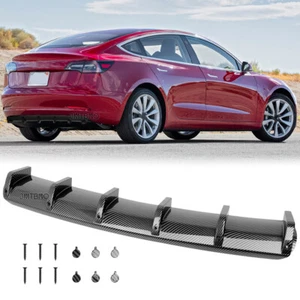 Rear Bumper Diffuser Lip Splitter Shark Fin Carbon For Tesla Model 3 Sedan 17-22 - Imagen 1 de 19