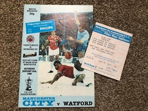 MAN CITY V WATFORD FAC & TICKET 1985-86 - Picture 1 of 2