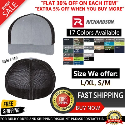 Gorra de béisbol Richardson Comfort elástica ajustada camionero con gorra R-Flex - 110 Foto 1 de 2