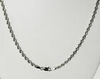 13.20gm Solid 14k Gold White Diamond Cut Rope Chain Unisex Necklace 24" 2.50mm 