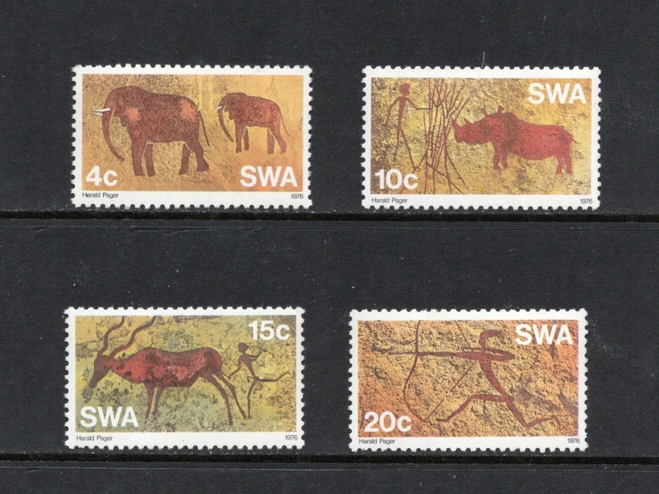 S0151 África Suroeste 1976 fauna, pinturas rupestres prehistóricas 4v.   MNH Foto 1 de 1