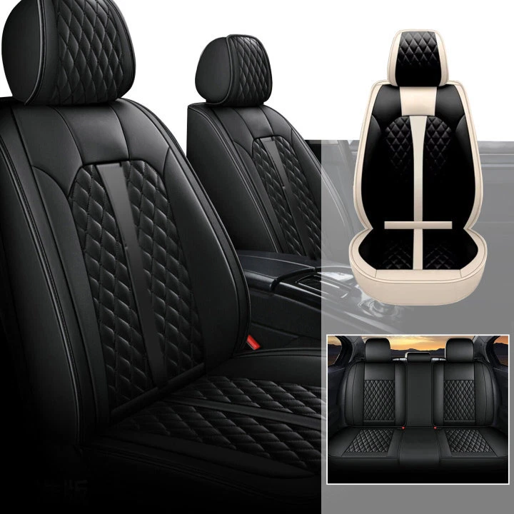 For Infiniti QX30 2017-2019 Car 2&5Seat Covers Fuax Leather Cushion Beige&Black Foto 1 de 1