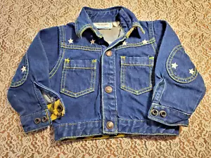 VINTAGE PIERRE CARDIN KIDS-DENIM JEAN JACKET SIZE 18 MONTHS-STARS TRIM - Picture 1 of 20