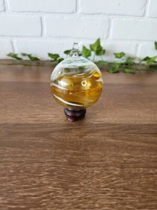 Beautiful Art Glass WITCH BALL Hand Blown Amber - Picture 1 of 4