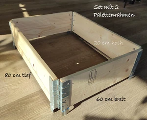 Palettenrahmen 2er Set Aufsatzrahmen Hochbeet Gartenbeet Stapelrahmen 60x80x20 - Bild 1 von 1