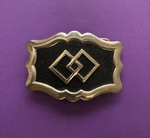 Schwarz & Silber Doppel Diamant Cowboy Ranch Symbol Western gerahmte Gürtelschnalle - Bild 1 von 4