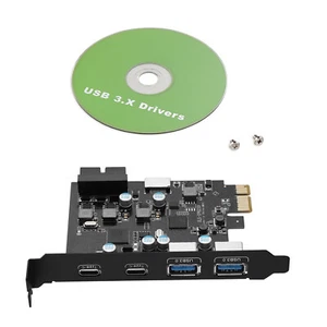 High Performance USB PCIe Expansion Card 4-Port 2xUSB-C 2xUSB-A Plug-N-Play - Picture 1 of 12