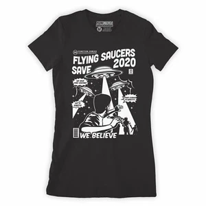 Función - Flying Saucers Save 2020 camiseta negra para mujer Alien Space Earth Mars - Imagen 1 de 9