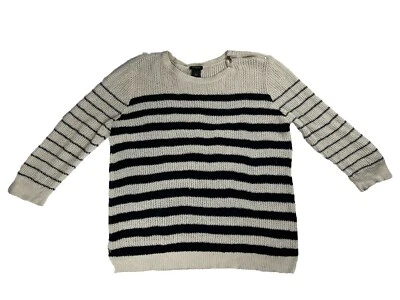 🌟 Suéter Ann Taylor Tejido a Rayas Tostado Y Azul Marino Dorado Cremallera Para Mujer’s XL Foto 1 de 4