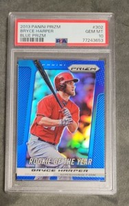 2013 PANINI PRIZM 302 BRYCE HARPER BLUE Rookie of the Year PSA 10 💎 PHILLIES  