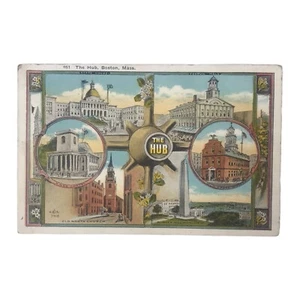 Vintage Postkarte The Hub Old State House Nordkirche Faneuil Museum Boston MA - Bild 1 von 3